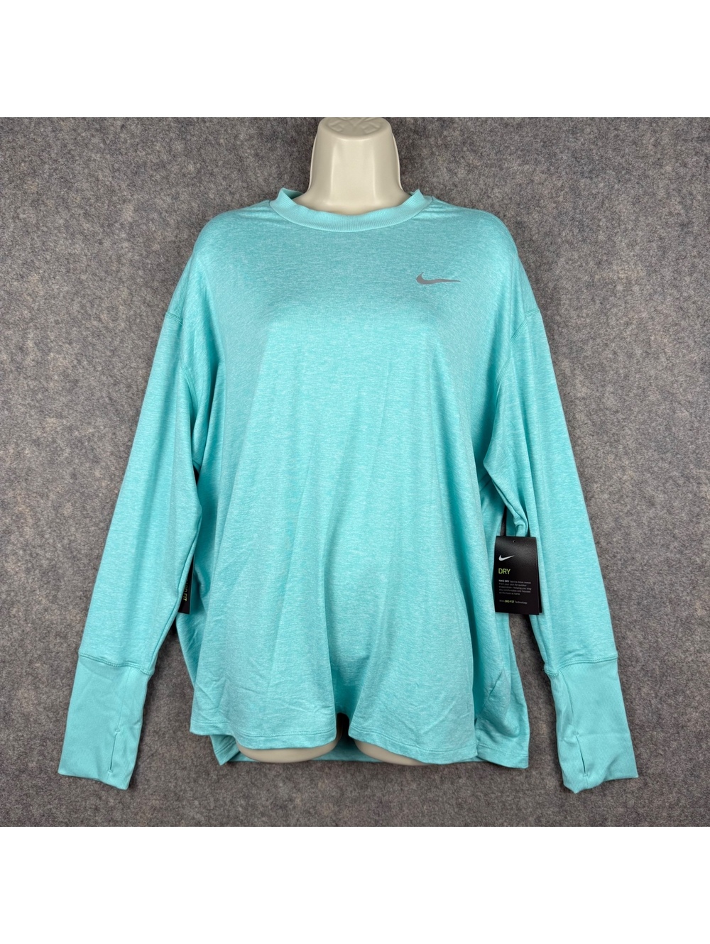 Nike Running Element Long Sleeve Crew Neck Shirt Mint Green Women 2XL NWT 278